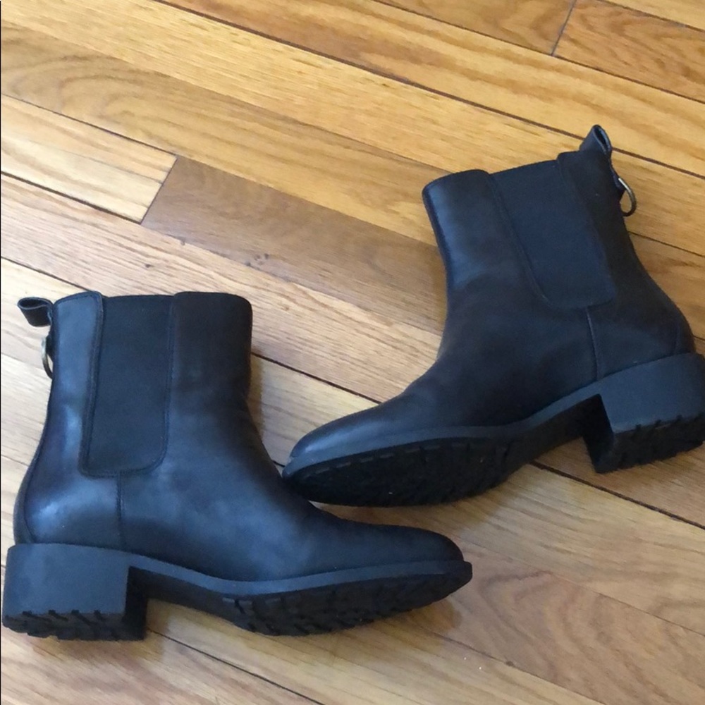 Cole Haan Black Leather Chelsea Rainboots